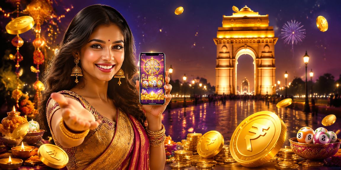 India Gate in Delhi and lottery with rupees symbol highlights local lottery culture